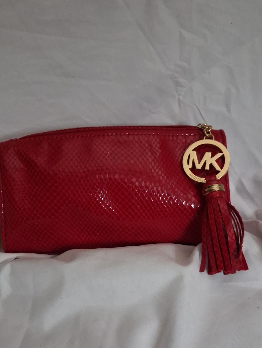 Michael Kors Red Tassel Logo Wristlet Clutch